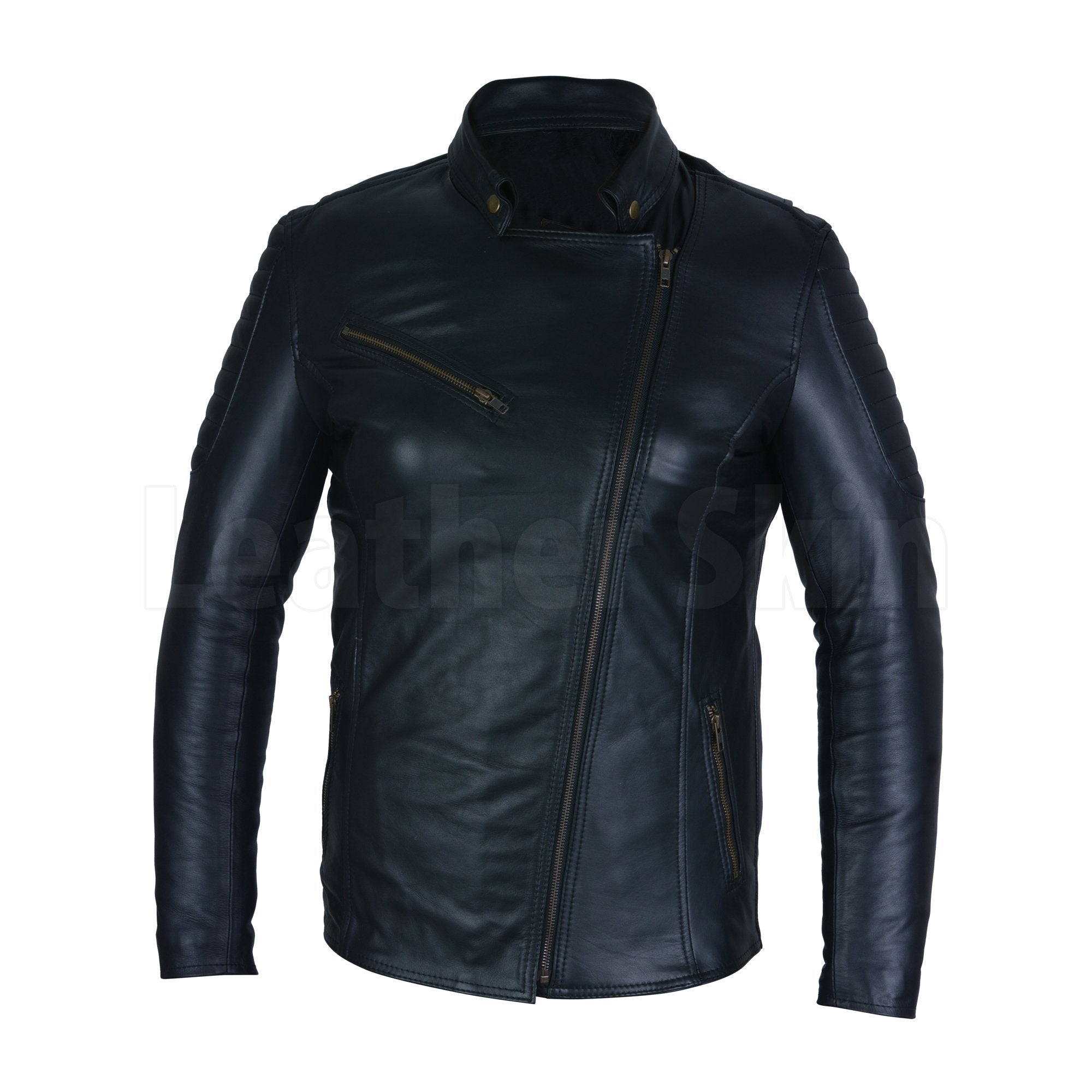 Women Black Handmade Padded Real Leather Jacket with Gold Zippers - Leather  Skin Shop