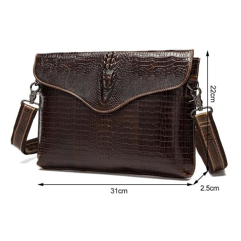 Genuine Leather Cross-body Professional Briefcase with Crocodile Style