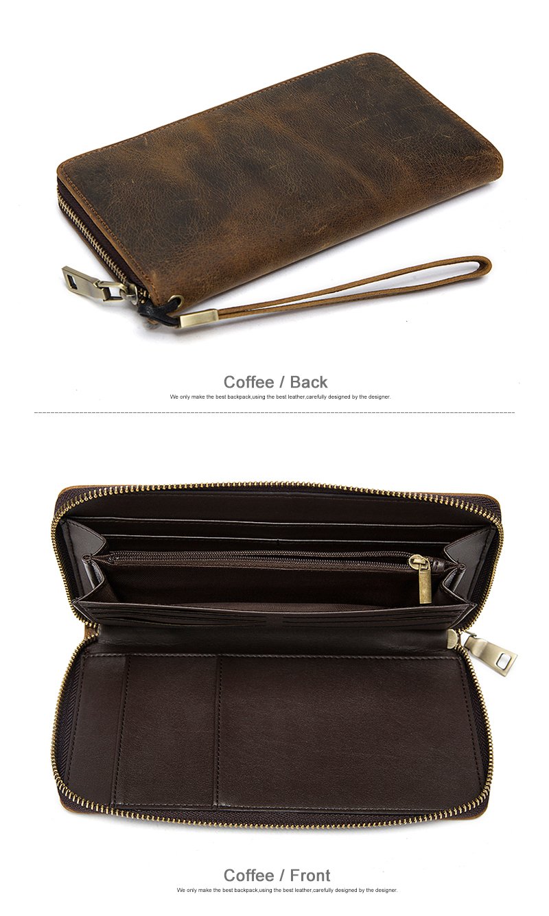 Coffee Color Genuine Leather Men Purse with Superb Surface Vintage Fin ...