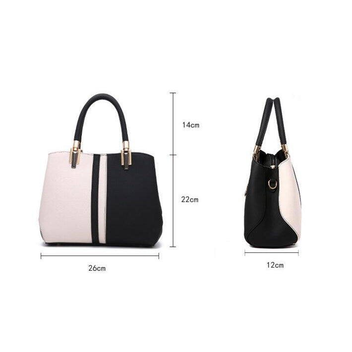 Women Tote Messenger Faux-Leather Handbag with Dual colour - Leather ...