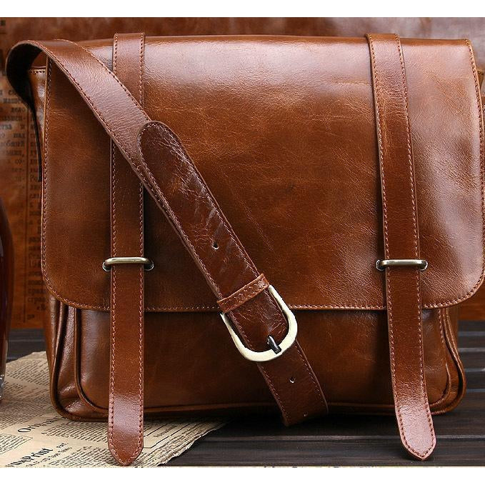 Men Brown Shoulder Strap Crossbody Vintage Messenger Leather Bag – Leather Skin Shop