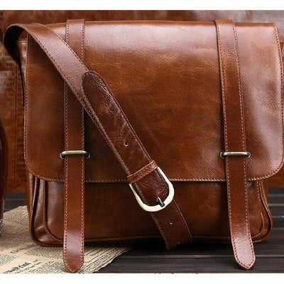 Men Brown Shoulder Strap Crossbody Vintage Messenger Leather Bag ...