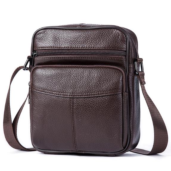 Casual Style and Genuine Cow Leather Messenger Handbag for Men