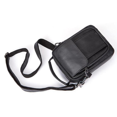 Men Cross-Body Handbag Made With Original Leather And Fashionable Zippers