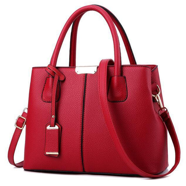 Women Tote Messenger Faux-Leather Handbag with Stylish Design - Leather ...