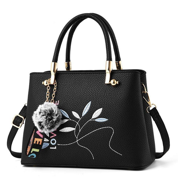 Women Tote Messenger Crossbody Love Embroidery Faux-Leather Bag with F ...