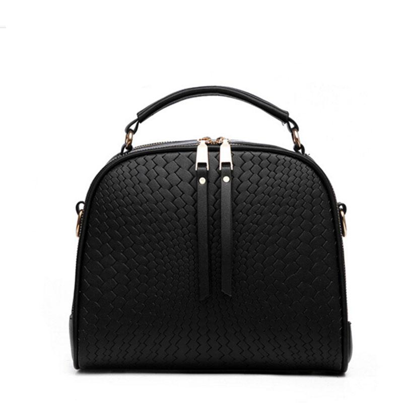 Women Black Zig Zag Quilted Faux-Leather Handbag with Dual Compartment ...