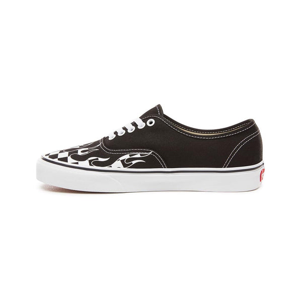 vans flame black and white