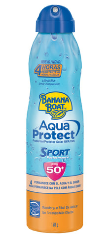 Banana Boat Aqua Protect Sport, un protector solar de rápida absorción disponible en loción y spray que te protegerán hasta por 4 horas del agua y el sudor, ideal para proteger la piel de los rayos del sol mientras realizas actividades al aire libre.      Los kits incluirían:       1 protector solar Aqua Protect Sport en loción     1 protector solar Aqua Protect Sport en spray      1 bolsa de playa 