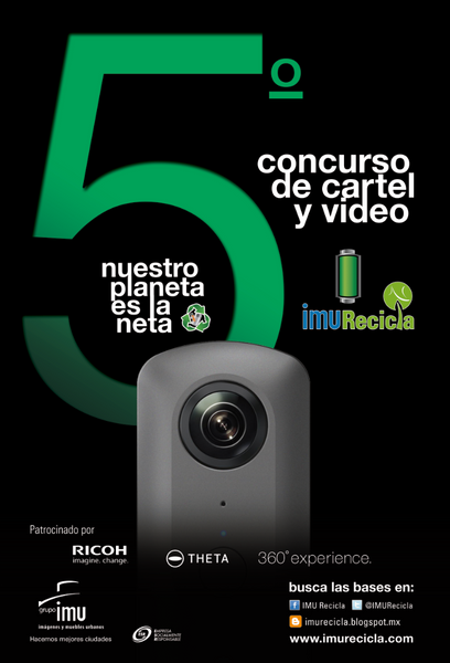  GRUPO IMU LANZA CONVOCATORIA PARA SU 5º  CONCURSO DE CARTEL Y VIDEO “NUESTRO PLANETA ES LA NETA”  ·         La convocatoria ya está abierta en la página https://www.imurecicla.com/concurso, y las inscripciones cierran el próximo 20 de febrero  ·         Podrán participar jóvenes universitarios, estudiantes de Bachillerato, técnicos, fotógrafos y videastas aficionados de la toda la República Mexicana  ·         El Concurso de Cartel y Video “Nuestro planeta es…la neta”, es una iniciativa más del Programa de Manejo Responsable de Pilas “IMURecicla”  Ciudad de México, a 18 de enero de 2018. Con el objetivo de continuar incentivando la cultura del reciclaje entre la población mexicana, así como para brindar un servicio a la comunidad, Grupo IMU (Imágenes y Muebles Urbanos, S.A. de C.V.), empresa líder en comercialización de espacios publicitarios en mobiliario urbano, lanza su 5º Concurso de Cartel y Video “Nuestro planeta es…la neta”, el cual es una iniciativa más dentro del Programa de Manejo Responsable de Pilas “IMURecicla”.  A través de “IMURecicla”, el programa de manejo de pilas más grande e importante de Latinoamérica  que al día de hoy opera en Ciudad de México, Guadalajara, Boca del Río y Pachuca Hidalgo, Grupo IMU está comprometido con su entorno y con el cuidado del planeta.     Con este concurso, abierto a jóvenes universitarios, estudiantes de Bachillerato, técnicos, fotógrafos y videastas aficionados de la toda la República Mexicana, Grupo IMU busca contribuir de forma permanentemente a mejorar la calidad de vida de la sociedad, invitando a los jóvenes para que, con su creatividad, diseñen campañas de concientización sobre el reciclaje de pilas de desecho.  Una de las premisas para participar en el  5º Concurso de Cartel y Video “Nuestro planeta es… la neta”, es que los participantes resalten en sus carteles y videos el beneficio social, ecológico, ambiental y de salud que significa el recolectar y reciclar pilas en desuso.   Las categorías en las que podrán competir los participantes, son:  ·         Cartel para columna recolectora  ·         Cartel para Parabús  ·         Video        Finalizando el concurso, todos los carteles y videos que se envíen sobre recolección y reciclaje de pilas serán utilizados por Grupo IMU para promover la cultura del reciclaje de pilas en desuso y todo lo relacionado con el programa  IMURecicla, a través  de diversos medios de comunicación y de la empresa, así como el canal de YouTube y redes sociales del programa IMURecicla, durante el periodo 2018-2020.       La recepción del material cierra el próximo 20 de febrero, y las bases para participar se encuentran en www.imurecicla.com/concurso.     Así mismo, el 15 de marzo se dará a conocer la lista de ganadores, quienes se harán acreedores a diversos premios otorgados por RICOH MEXICANA, S.A DE C.V., empresa que en esta ocasión  participa como patrocinador del concurso. 