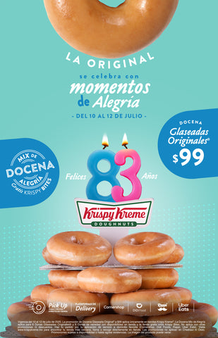 Krispy Kreme cumple 83 años regalando alegría.