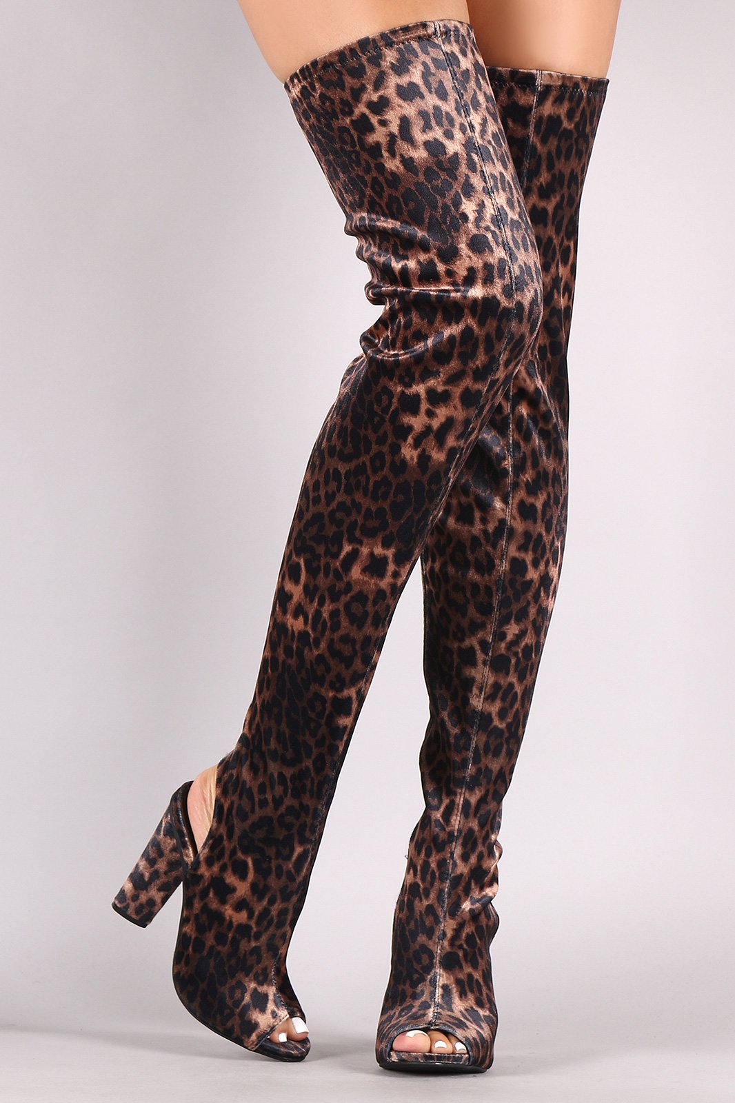 leopard over the knee boots