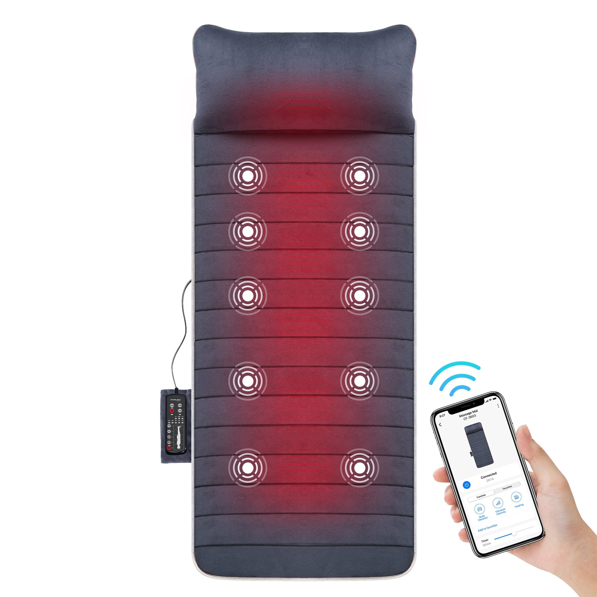 Snailax Massage Full Body Massage pad with heat, 10 Vibration Motors & App Control - 363-APP