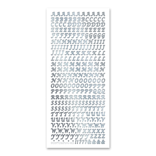 4 sheets of Hobbystickers silver numbers and symbols, peel off stickers for  scrapbooking, 4x 10x23 cm
