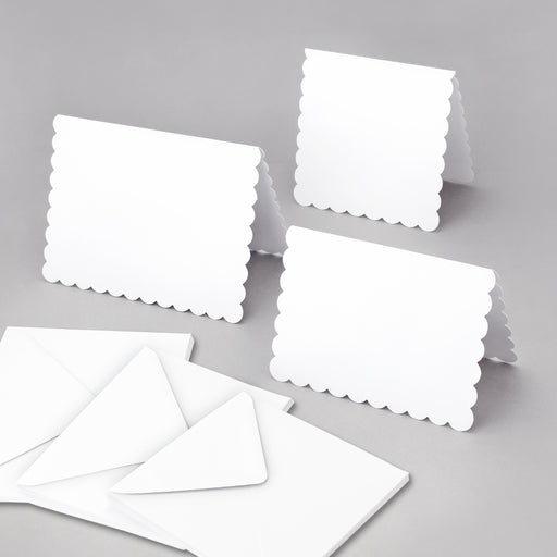 White Scalloped Edged Cards & Envelopes 148x148mm, Pack of 10