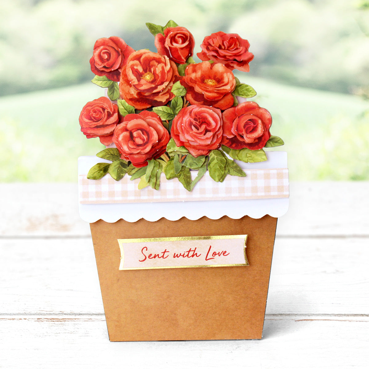 Flower Pot with Red Roses