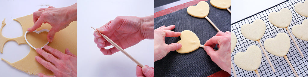 Valentine's cookie pops steps 1-4