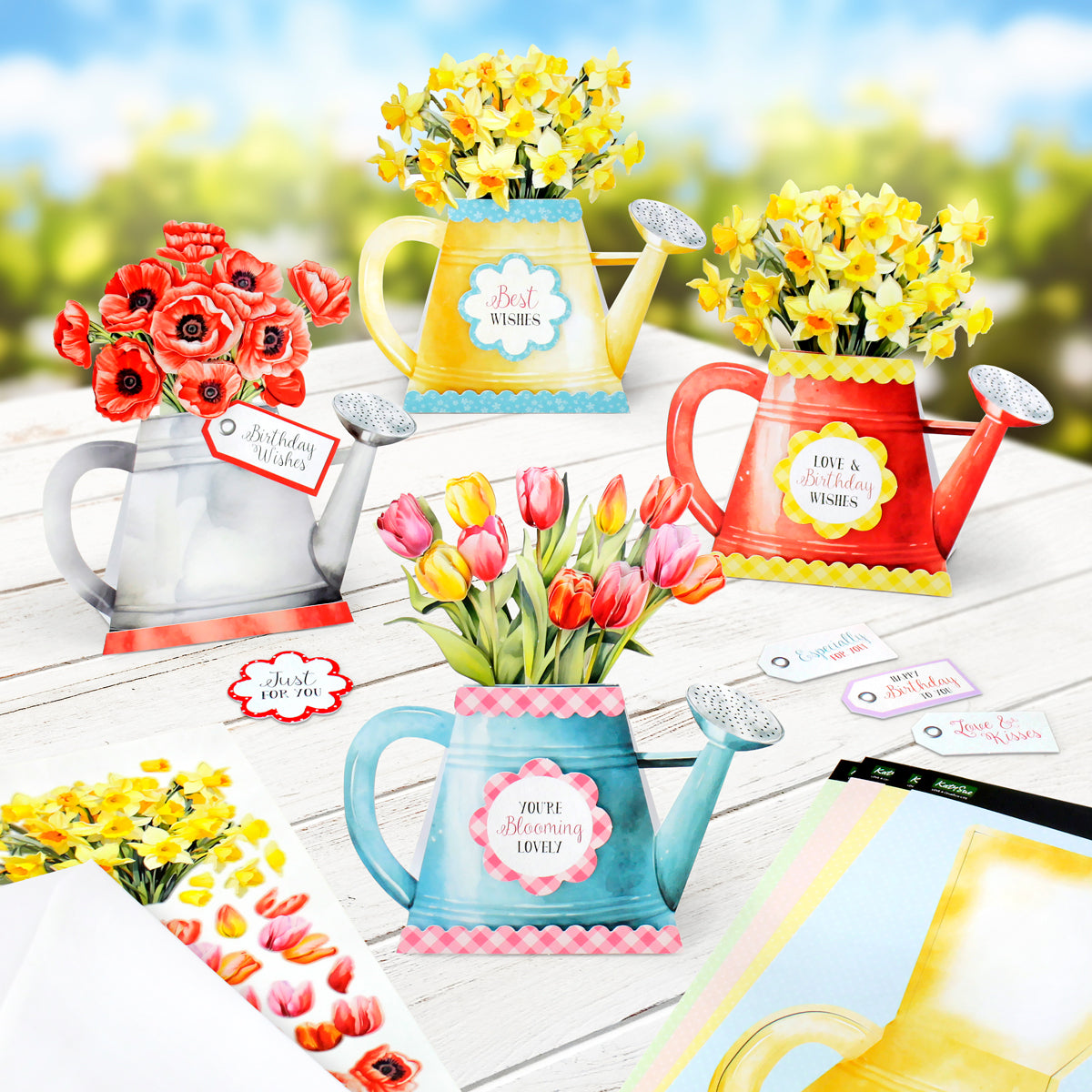 Watering Can Blossoms & Blooms Card Making Kit 