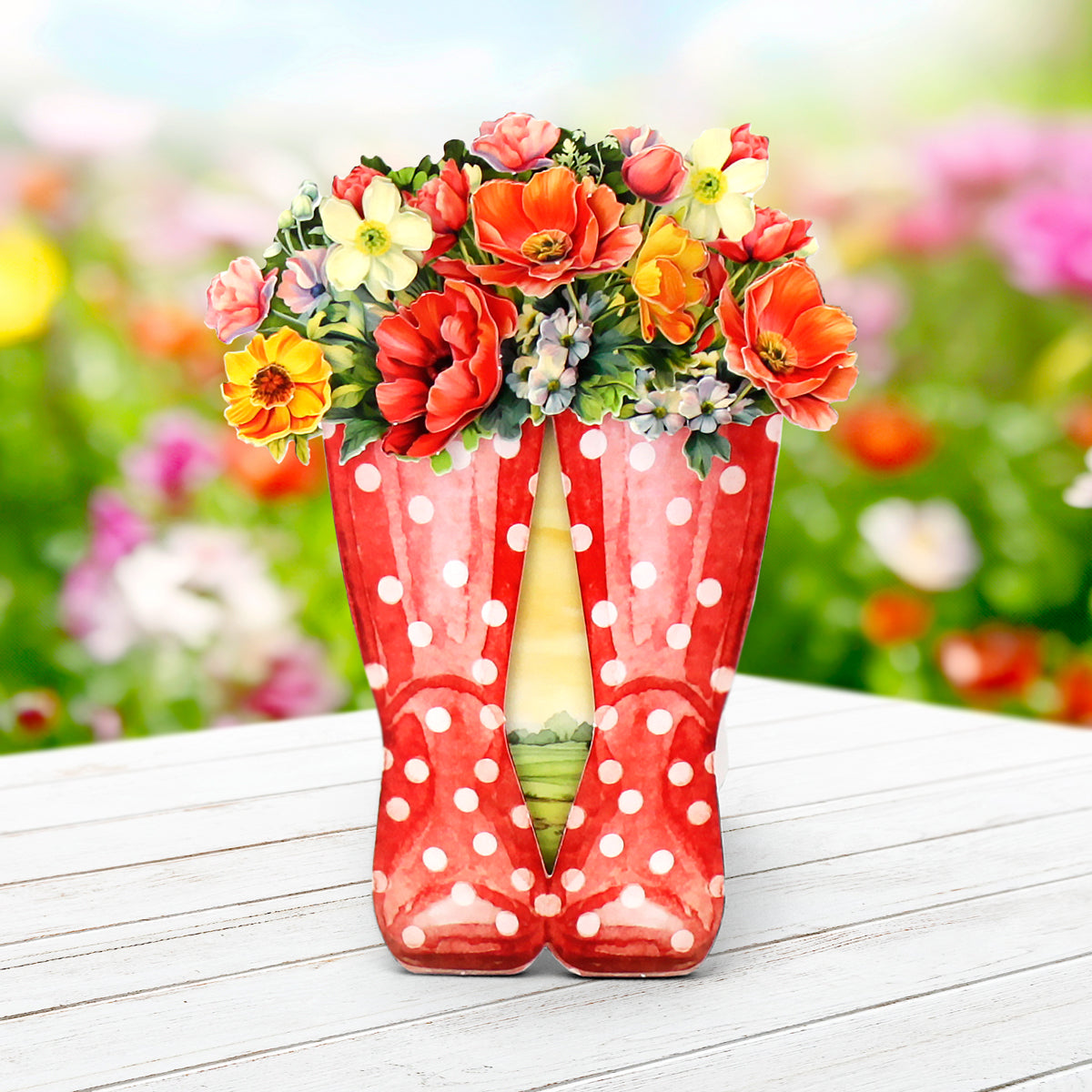 Red Polka Wellies & Flowers