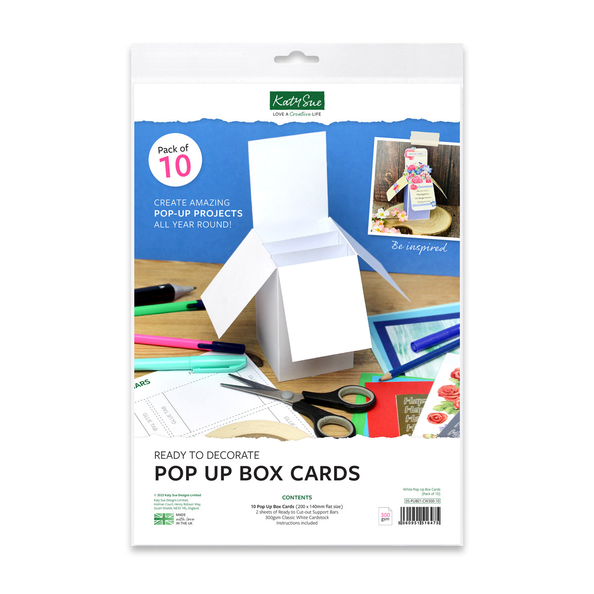 White Pop Up Box Cards, Pack of 10 — Katy Sue Designs