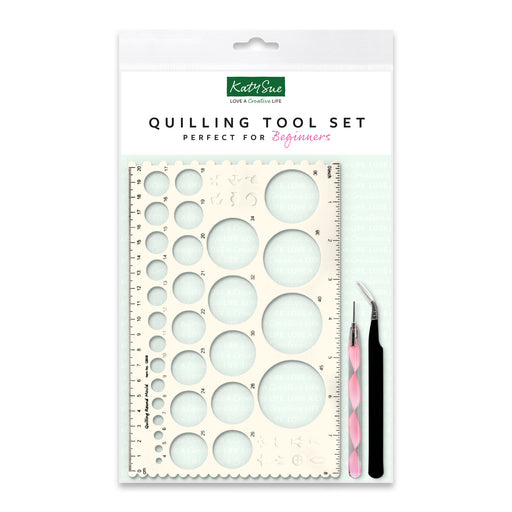 Katy Sue Floral Guided Paper Quilling Kit with Quilling Tool, Angled Craft Tweezers & 60ml (2 fl oz) of Anita's Tacky PVA Glue