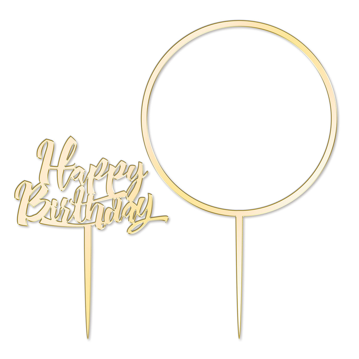 Happy Birthday And Large Flower Hoop Mirror Gold Cake Topper Set Katy Sue Designs