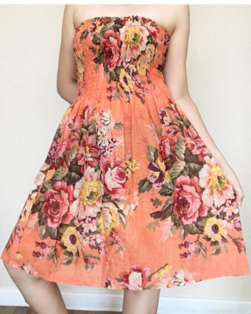 orange floral mini dress