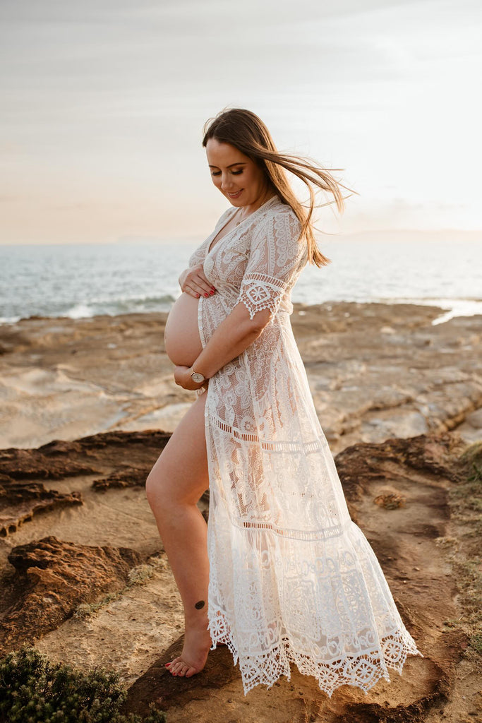 Open Baby Bump Maternity Photoshoot Dress Hire - Lace Maternity Photoshoot Dress hire