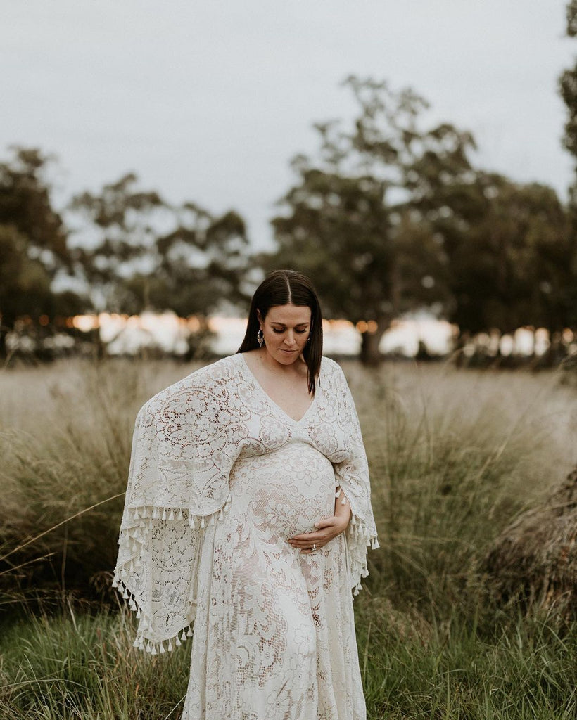 Boho Lace Maternity Wedding Dress Hire - One Size Maternity Wedding Dress Hire