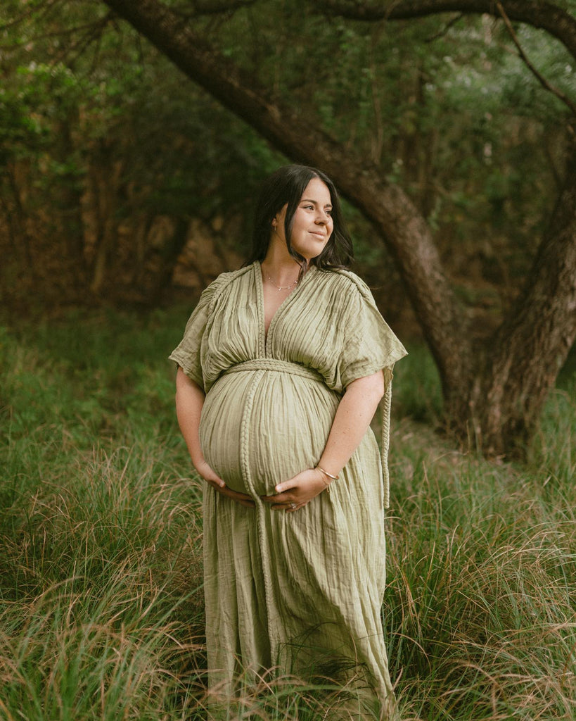 Chic Le Frique Ophelia Maxi Maternity Photoshoot Dress - Pistachio - Baby Shower Dress Hire