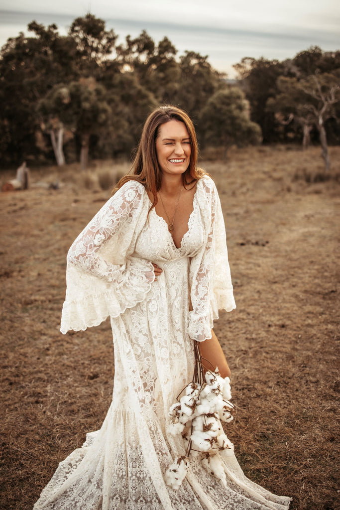 Boho Open Back Maternity Wedding Dress Hire