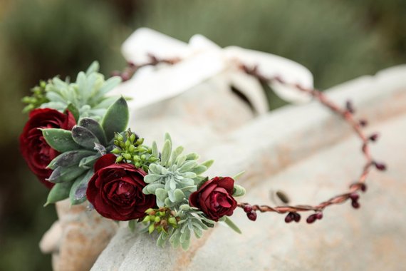 Burgundy Rose Flower Crown for Maternity Photoshoots