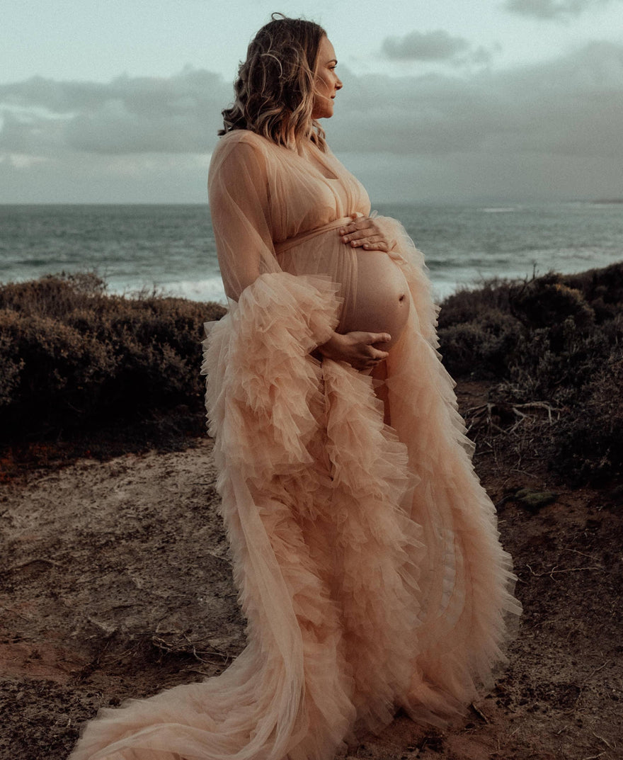 FOR HIRE / RENT tulle robe Beige Maternity Photoshoot Event Dress  Th –  MaternityDressHire