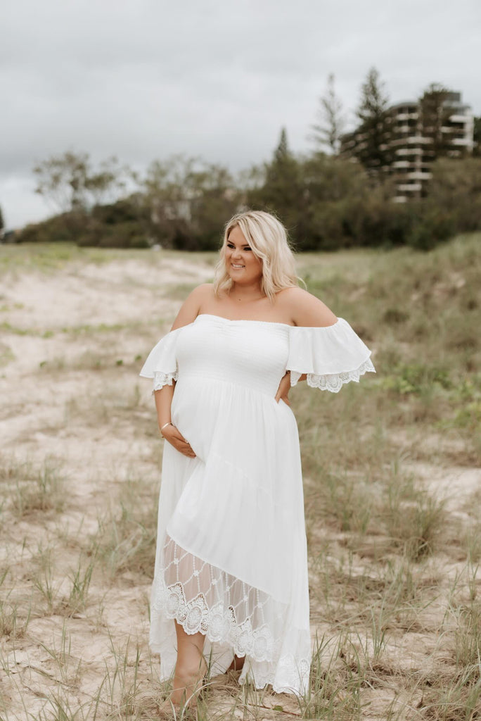 Off the Shoulder Plus Size Maternity Photoshoot Dress Hire