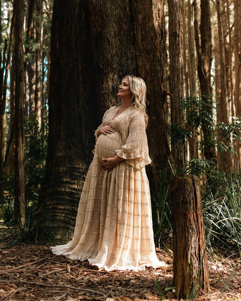 We Are Reclamation Wonderment And Awe Gown - Maternity Photoshoot Dress - Maternity Wedding Dress