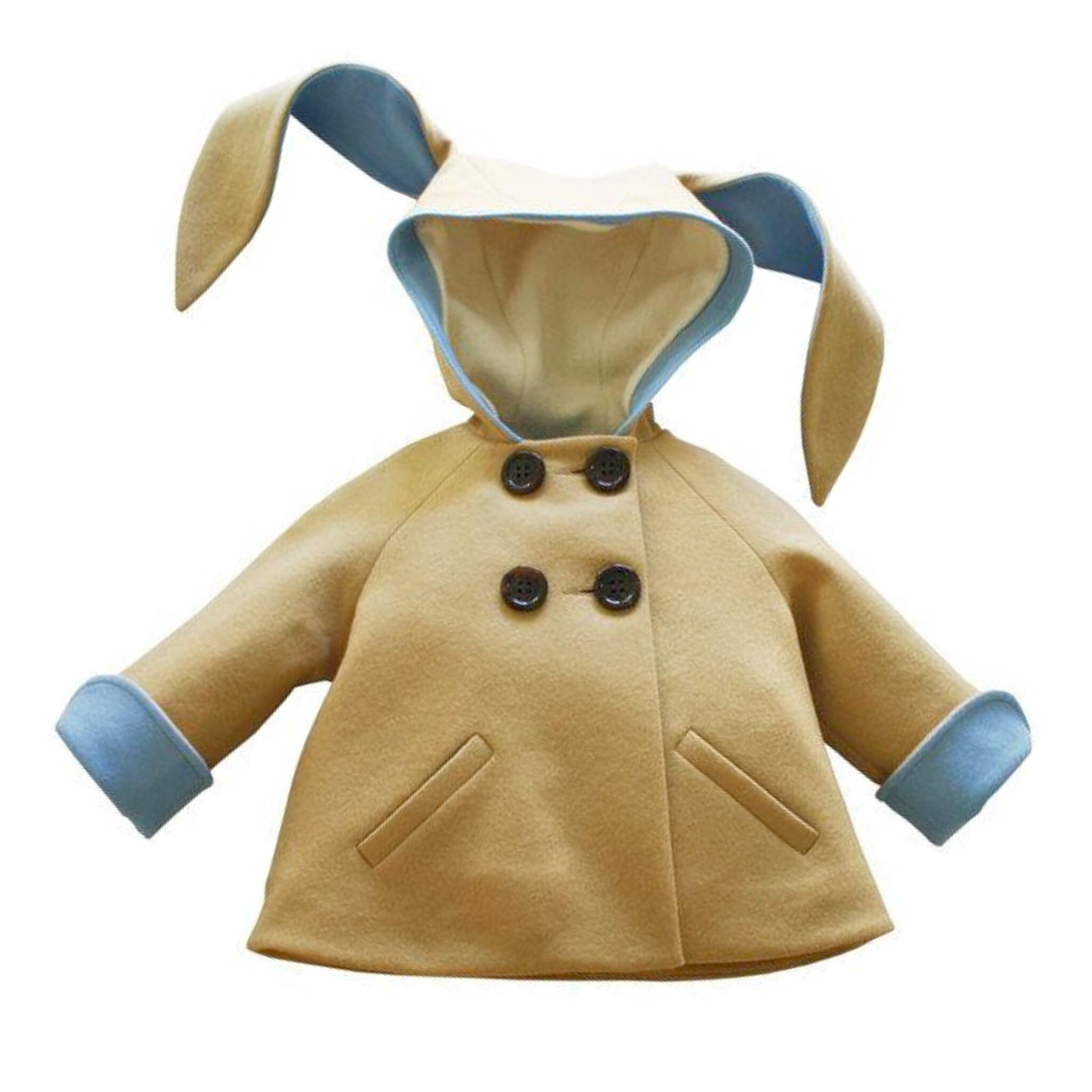 Luxe Little Rabbit Coat in Sand and Blue - Little Goodall product image