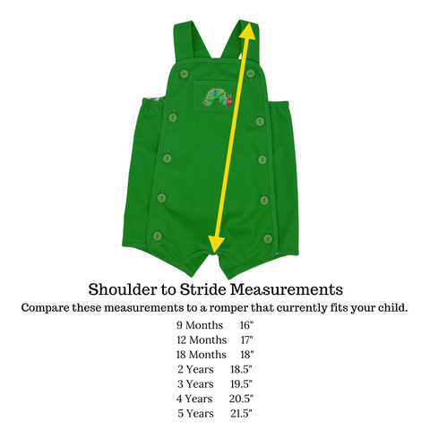 Reversible Romper Shoulder to Stride Chart