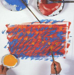 Eric Carle creates a painted tissue to use for collage