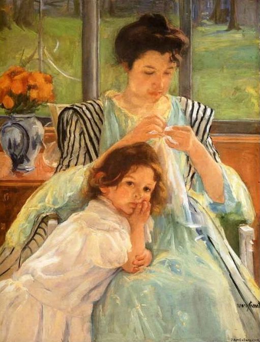 Young Mother Sewing, 1900 - This Cassatt painting lives at the Metropolitan Museum of Art in New York