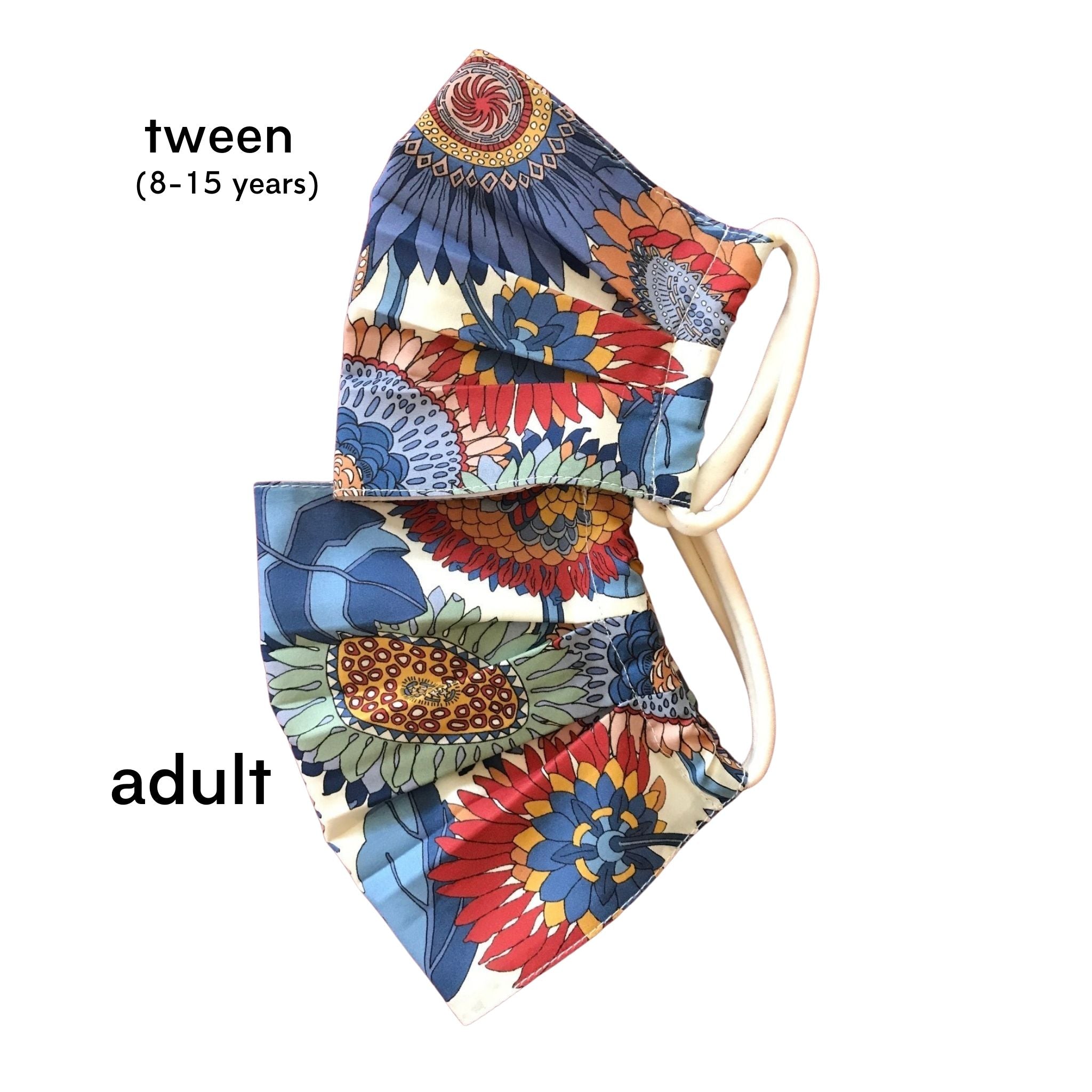 Adult & Tween Cotton Mask in Sunflower Blues Liberty London Print