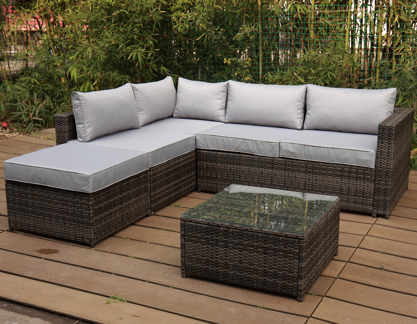 Corner Rattan Garden Furniture Set - JMart Warehouse