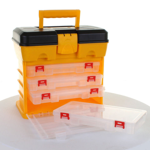 AMTECH 19 TOOL BOX WITH HANDLE TRAY DIY STORAGE PLASTIC TOOLBOX ORGANISER  BOX