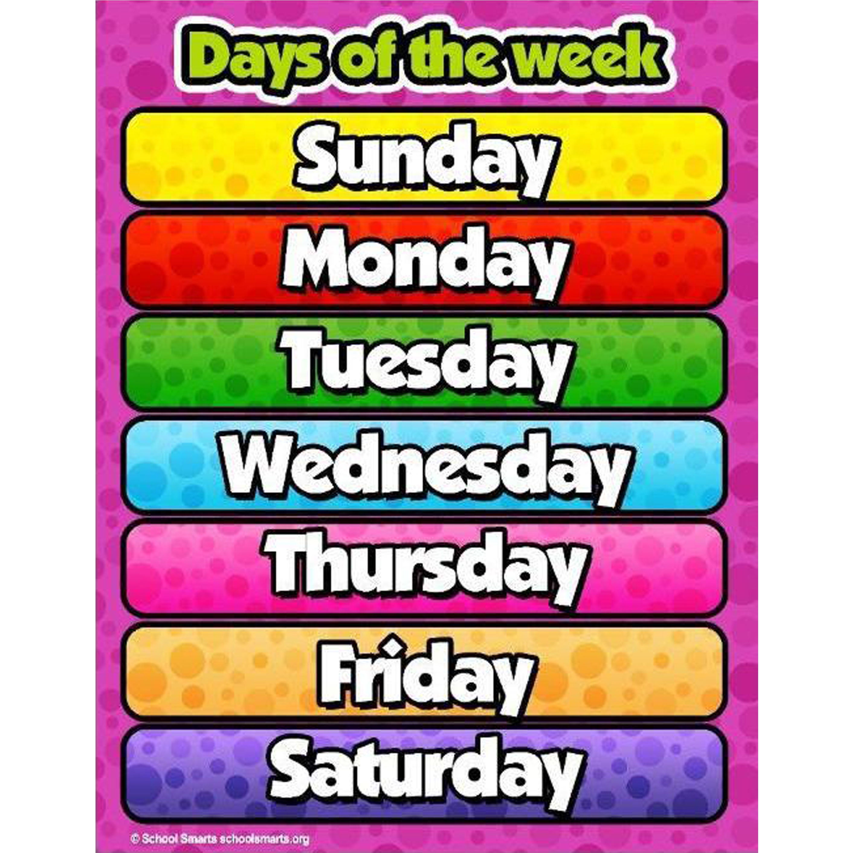 Tear Resistant Laminated Days of the Week Poster | School Smarts