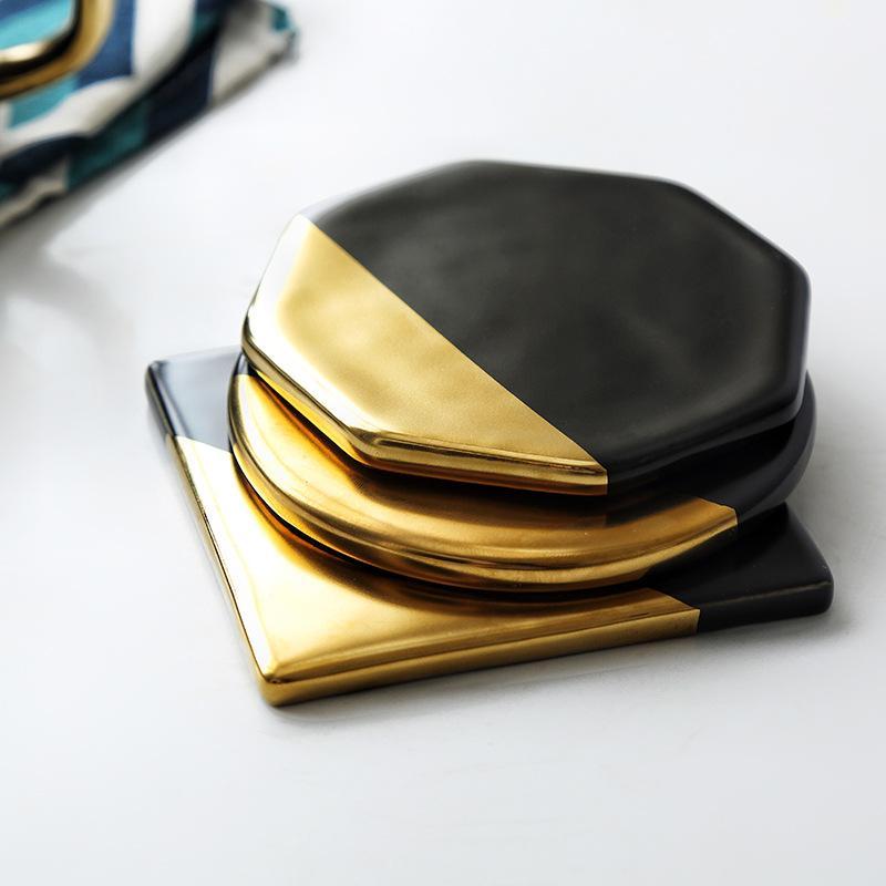 Luxe Marble and Gold Coaster Set Ivy and Wilde Art Leylona