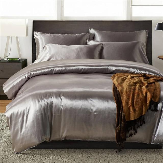 Nordic Silk Bedding Set Grey Art Interior