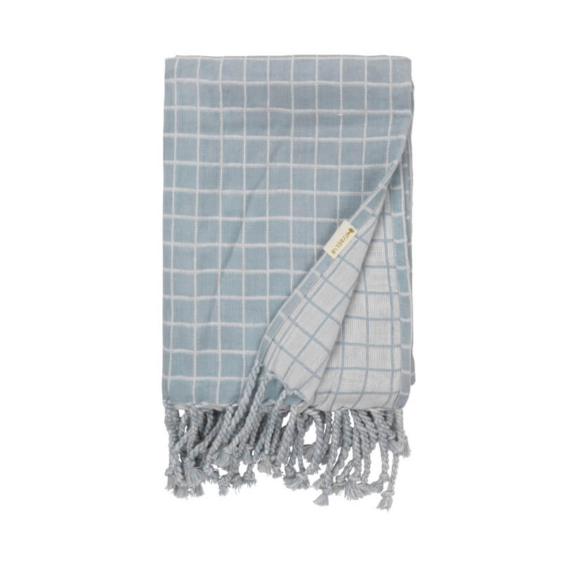 Fabelab - Baby Blanket Grid Tæppe - Cottage Blue