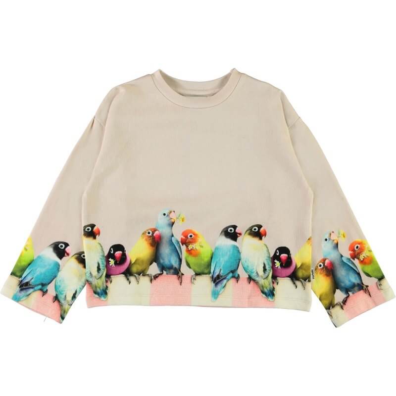 Molo - Mikko Sweatshirt - Love Birds Big - 116 / Pink