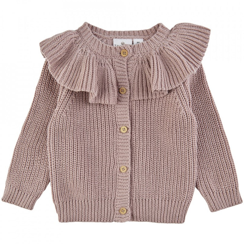 Se The New Siblings - TNOlly Collar Knit Cardigan - Adobe Rose - 92 cm hos Lillepip.dk