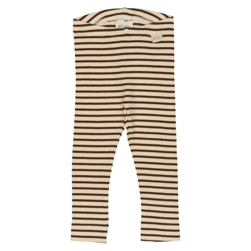 Billede af Petit Piao - Leggings Modal Striped - Coffee/Cream - 104