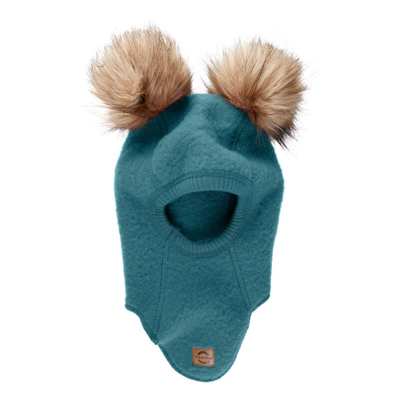 Mikk-Line - Wool Balaclava Pom Poms - Melange Denver - Melange